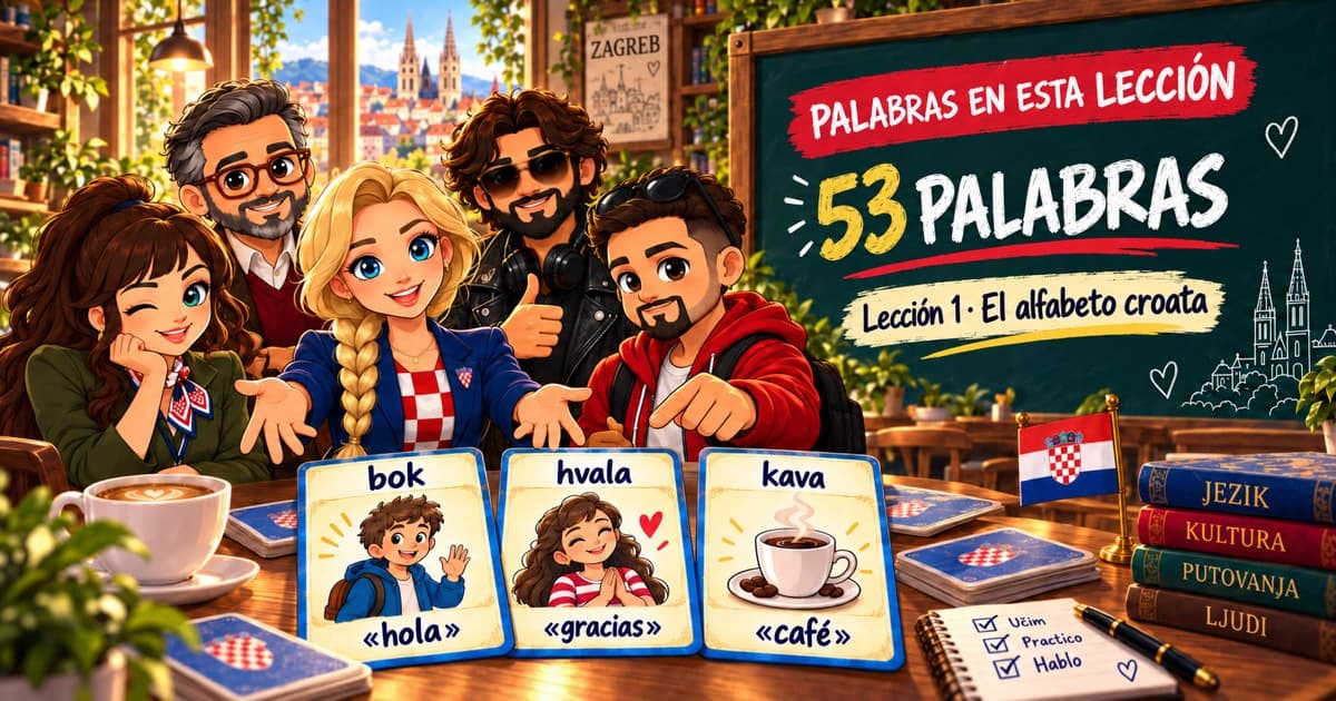 Las 53 palabras de la lección 1 en croata · Lección 1