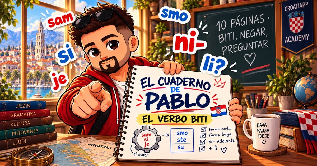 El verbo biti resumido: Cuaderno de Pablo · Lección 3
