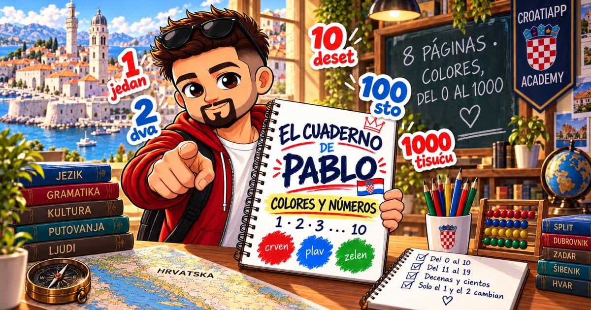 Resumen de gramática: colores y números en croata · Lección 5