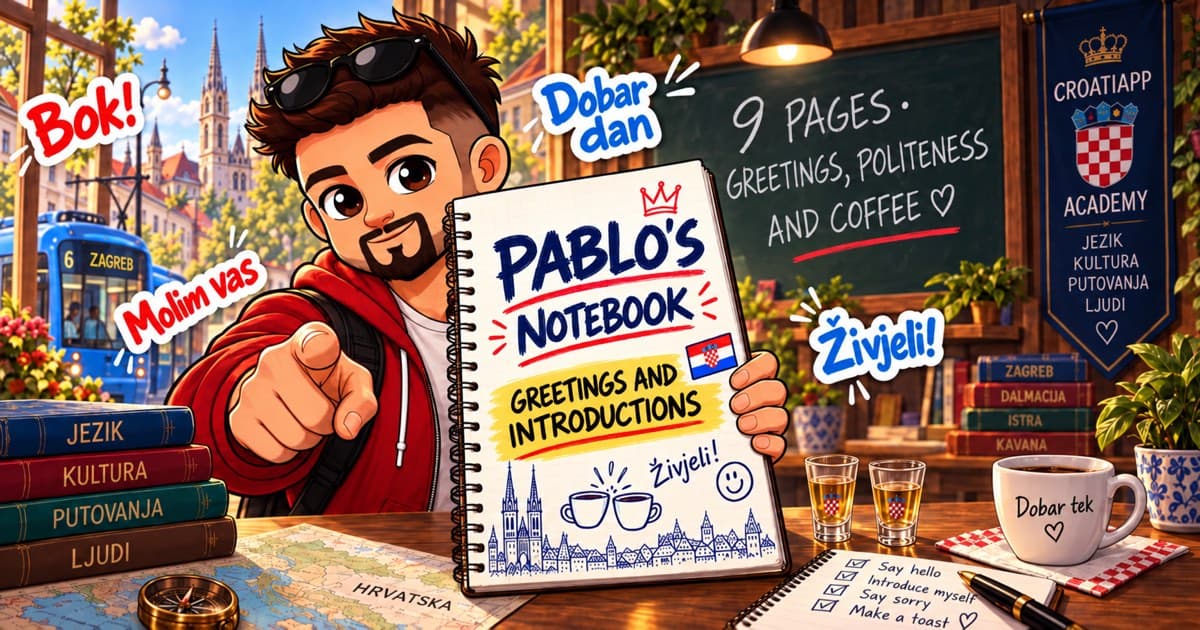 Croatian greetings and manners: Pablo's Notebook · Lesson 2