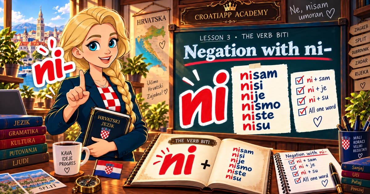 Saying no in Croatian: nisam, nisi, nije · Lesson 3