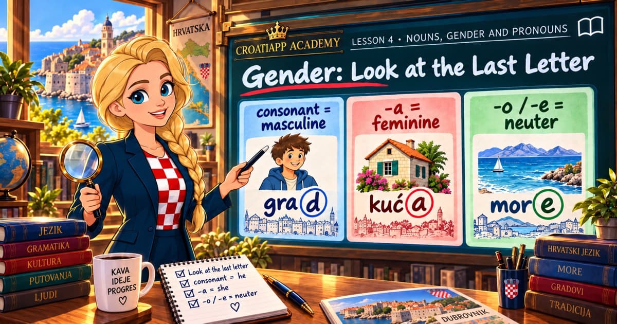 Croatian noun gender: look at the last letter