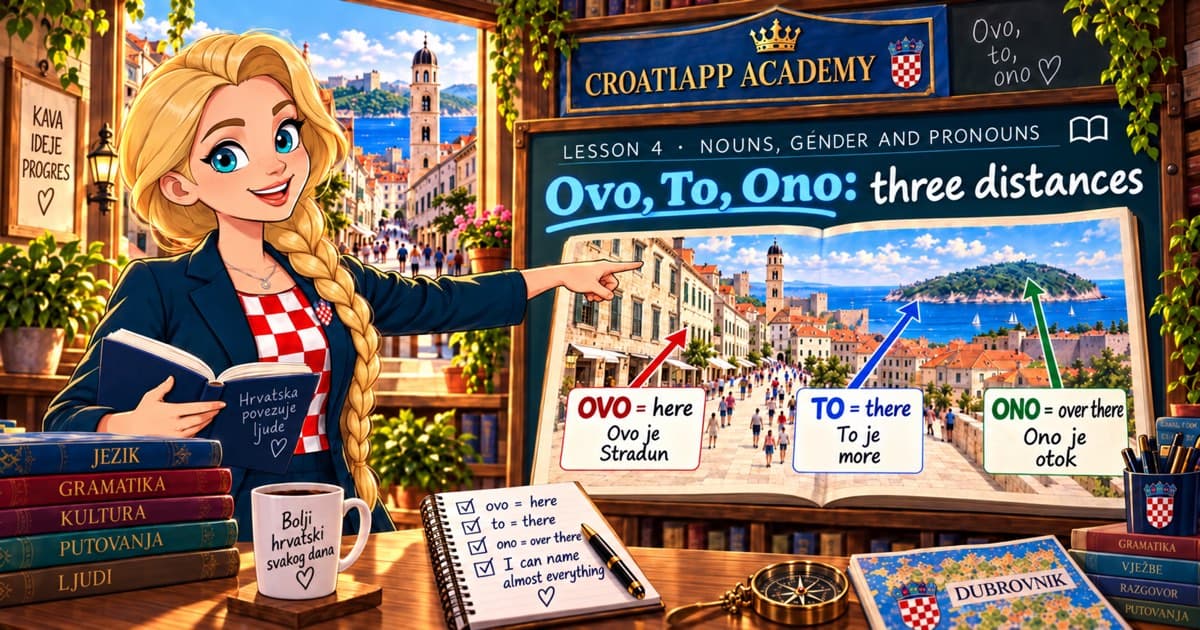Ovo, to, ono: this, that and that over there · Lesson 4