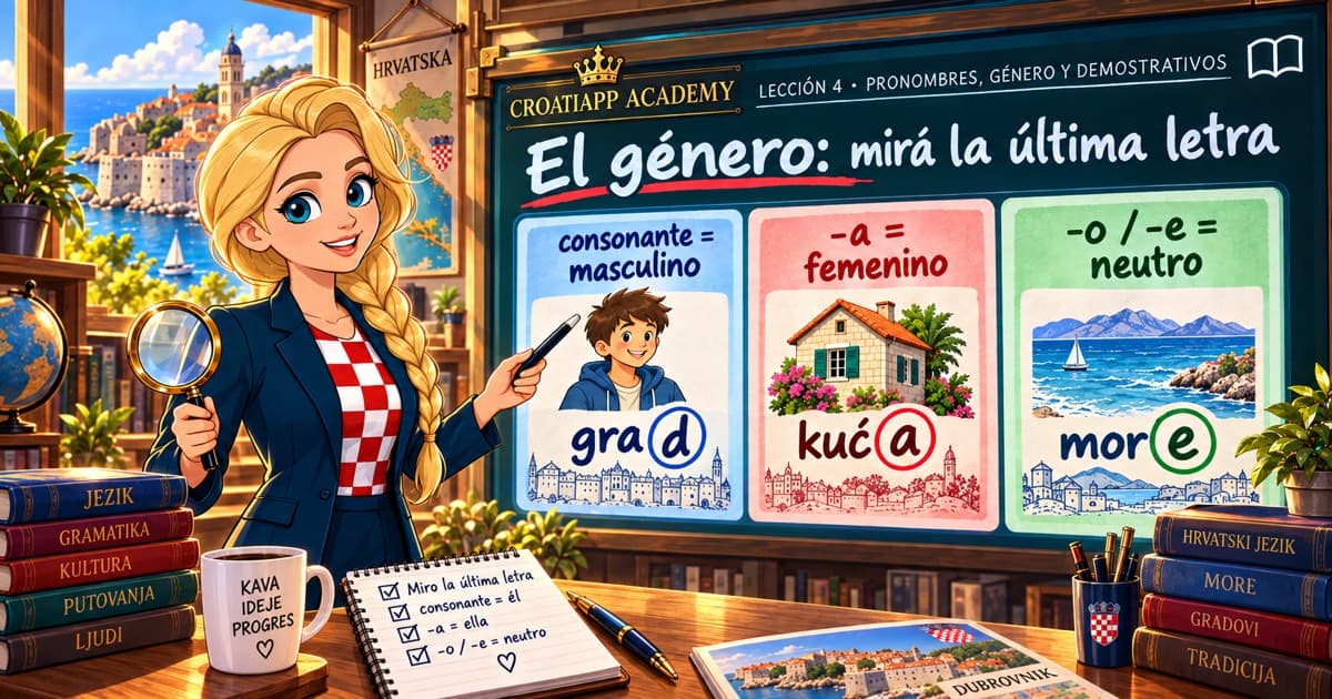 El género de los sustantivos en croata: mirá la última letra