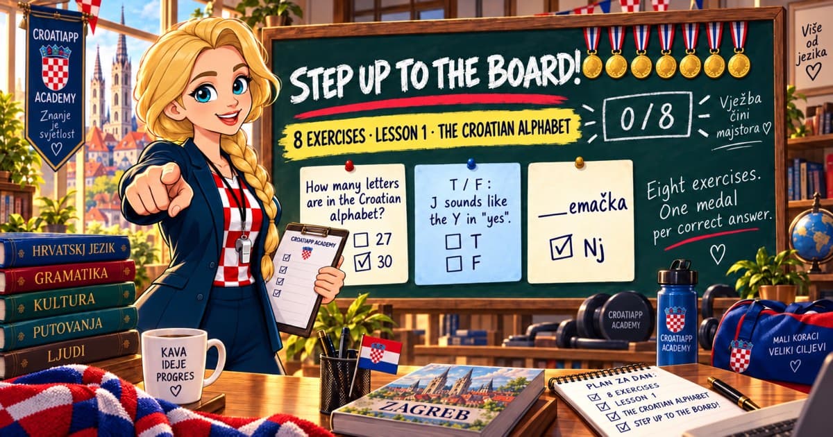 Croatian alphabet quiz: Step Up to the Board! · Lesson 1